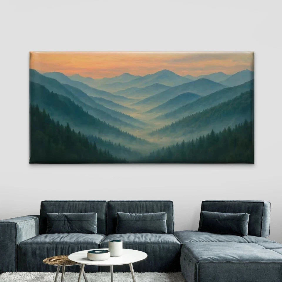 Mountain Valley Landscape Wall Art Canvas Office Home Room Framed 120x60cm