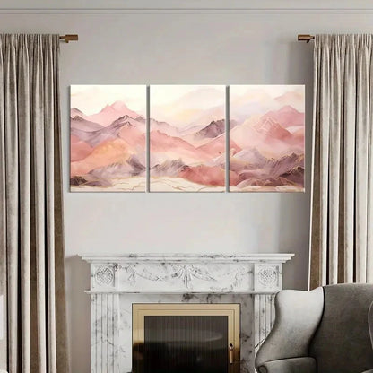 3pcs Abstract Mountain Modern Nature Inspired Metal Print Ready to Hang Art