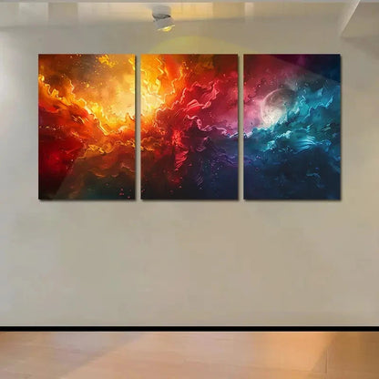 3pcs Cosmic Creation Of Fire And Ice Art Wall Art Set Canvas Framed 40x60cm - High Quality Print 100% Australian Made Wall Canvas Ready to Hang