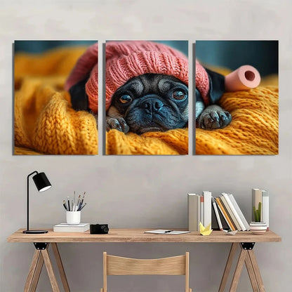 3pcs Funny Pug Humorous Pet Animal Metal Print Ready to Hang Art