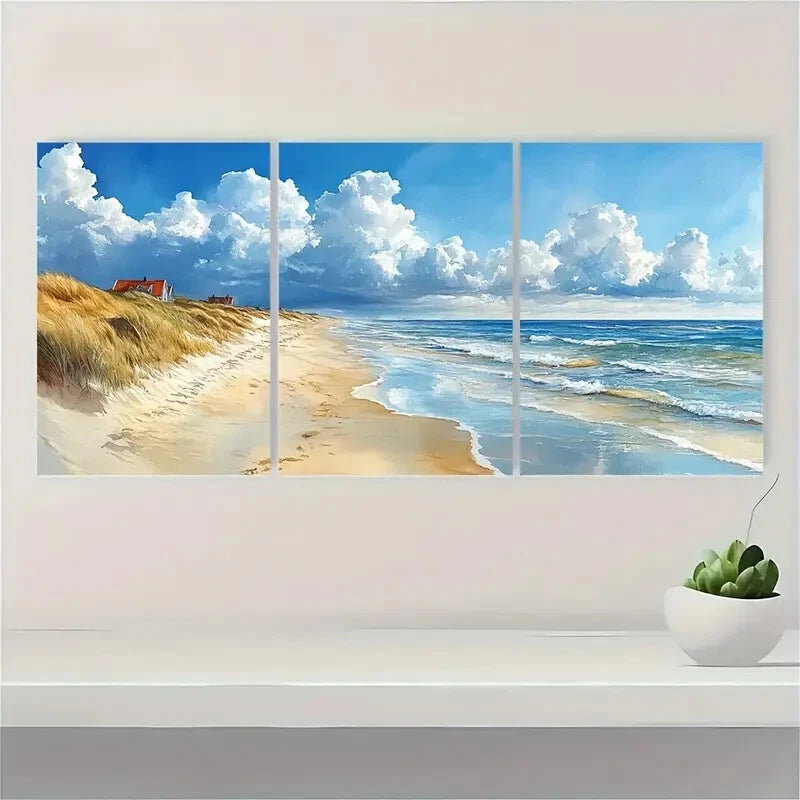 3pcs Skagen Beach Denmark Watercolor Beach Metal Print Ready to Hang Art
