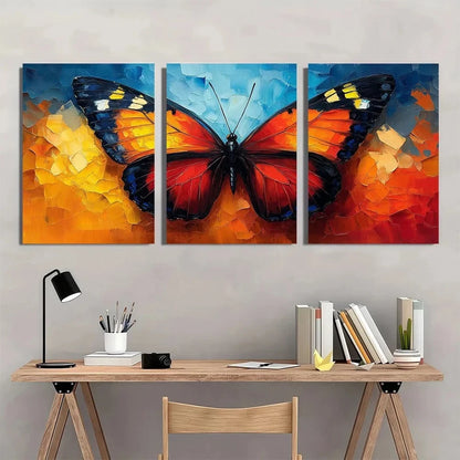 3pcs Vibrant Abstract Butterfly Modern Wall Art Set Canvas Framed 40x60cm - High Quality Print 100% Australian Made Wall Canvas Ready to Hang