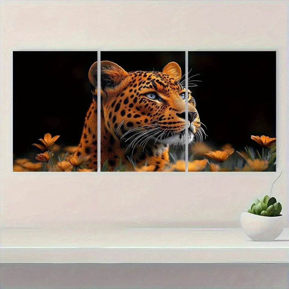 3pcs Vintage Leopard Classic Style Metal Print Ready to Hang Art