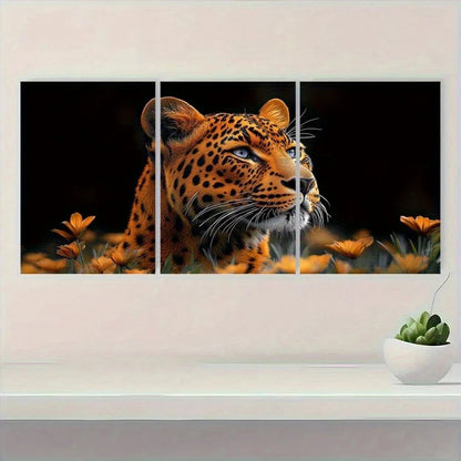 3pcs Vintage Leopard Classic Style Metal Print Ready to Hang Art