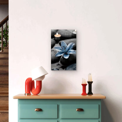 Blue Lily and Stones60x90cm Metal Print Ready to Hang