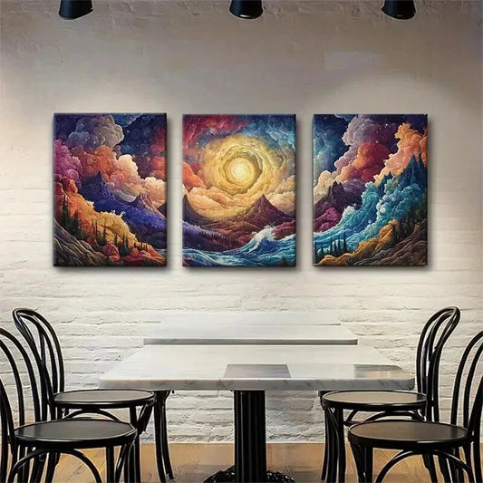 3pcs Surreal Landscape Clouds Dreamlike Perfect Wall Art Set Canvas Framed 40x60cm - High Quality Print 100% Australian Made Wall Canvas Ready to Hang