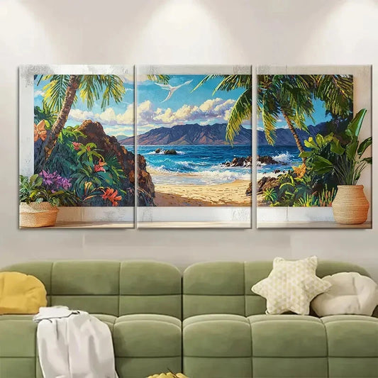 3pcs Hawaii Beach Tropical Metal Print Ready to Hang Art