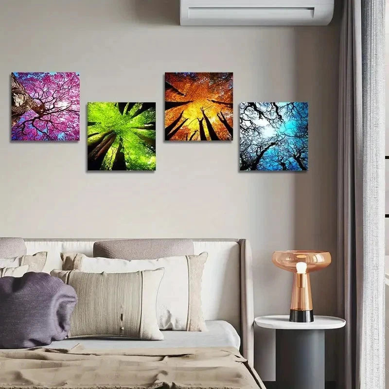 4pcs Artwork Framed for Bathroom Home Office Wall Art Canvas Framed