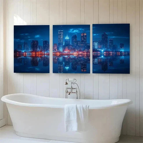3pcs Chicago Night Cityscape Darkness Perfect Wall Art Set Canvas Unframed - High Quality Print 100% Australian Made Wall Canvas