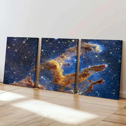 3pcs Space-Themed Cosmic Nebula Decor Wall Art Set Canvas Unframed - High Quality Print 100% Australian Made Wall Canvas