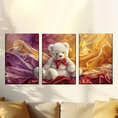 3pcs Colorful abstract teddy bear Wall Art Set Canvas Unframed - High Quality Print 100% Australian Made Wall Canvas