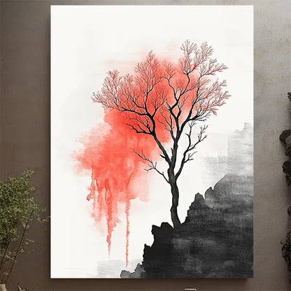 Watercolor Red Coral Ocean-Inspired 60x90cm Metal Print Ready to Hang