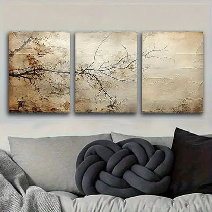 3pcs Weathered Tree Branch Texture Wall Art Canvas Unframed - High Quality Print 100% Australian Made Wall Canvas