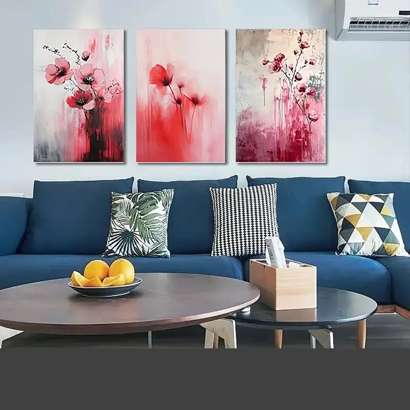 3pcs Pink Floral Sakura  Flower  SF   Wall Art Set Canvas Framed 50x70cm - High Quality Print 100% Australian Made Wall Canvas Ready to Hang