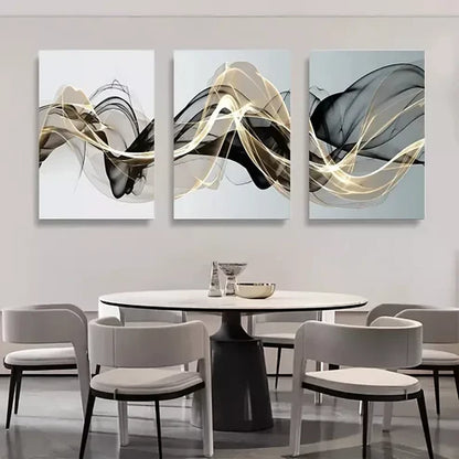 3pcs Abstract Ribbon Painting Canvas Framed 60x90cm - High Quality Print 100% Australian Made Wall Canvas Ready to Hang