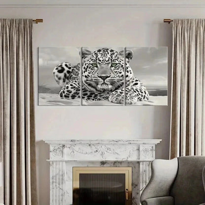 3pcs Leopard Animal Artistic in Beach Landscape Wall Art Set Canvas Framed 40x60cm - High Quality Print 100% Australian Made Wall Canvas Ready to Hang