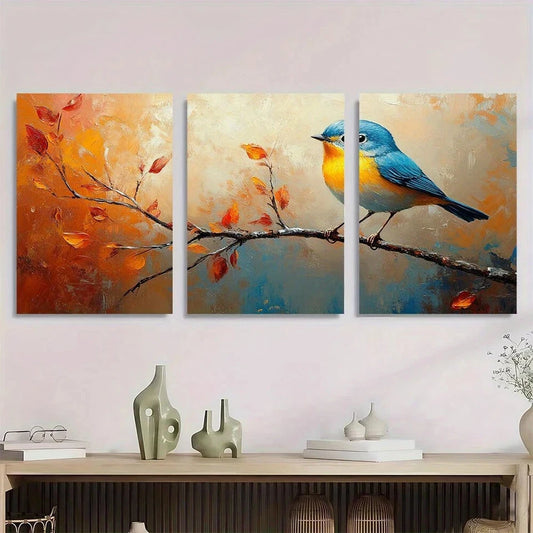 3pcs Bird Painting Fashion Mosaic Metal Print Ready to Hang Art