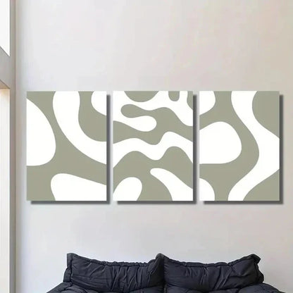 3pcs Sage Green Rough Curve Decoration Wall Art Canvas Unframed - High Quality Print 100% Australian Made Wall Canvas