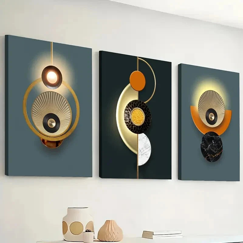 3pcs Modern Fashion Graphics Geometry Perfect Wall Art Set Canvas Framed 40x60cm - High Quality Print 100% Australian Made Wall Canvas Ready to Hang