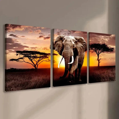 3pcsVivid African sunset scenes  Wall Art Set Canvas Framed 40x60cm - High Quality Print 100% Australian Made Wall Canvas Ready to Hang