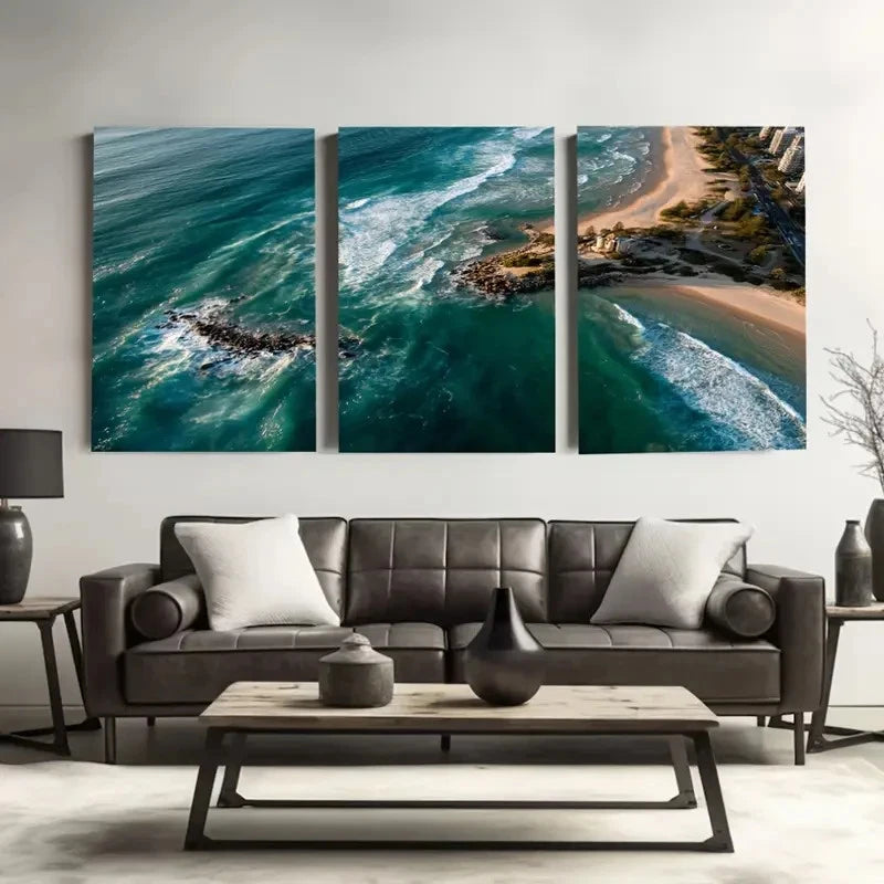 3pcs Australian Golden Coast Surfing Paradise Wal1l Art Set Canvas Framed 40x60cm - High Quality Print 100% Australian Made Wall Canvas Ready to Hang