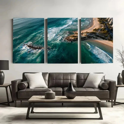 3pcs Australian Golden Coast Surfing Paradise Wal1l Art Set Canvas Framed 40x60cm - High Quality Print 100% Australian Made Wall Canvas Ready to Hang