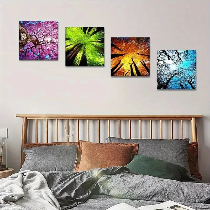 4pcs Artwork Framed for Bathroom Home Office Wall Art Canvas Framed
