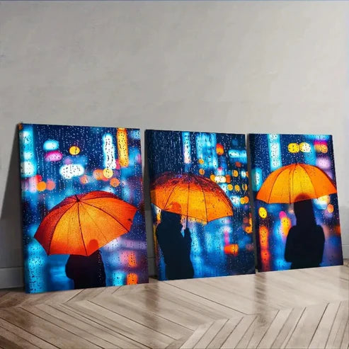 3pcs Yellow Umbrella Luxurious Wall Art Set Canvas Unframed - High Quality Print 100% Australian Made Wall Canvas