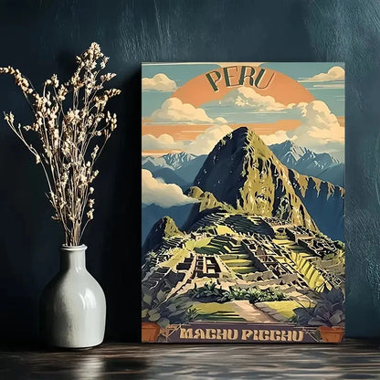 Peru Mountain Vintage Machu Picchu Travel Poster Print Wall Art