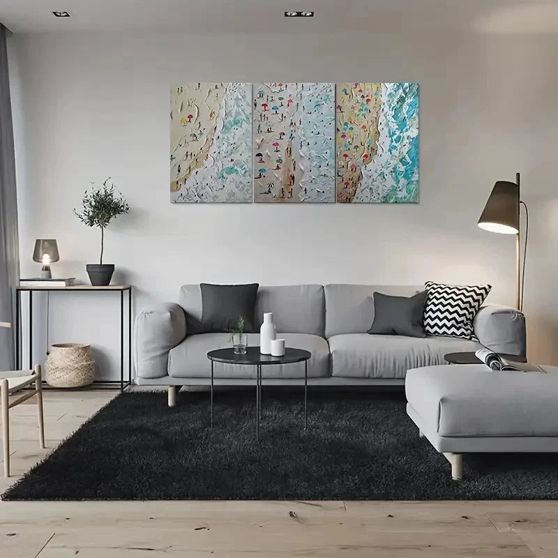 3pcs Beach Scene Colorful Umbrellas Metal Print Ready to Hang Art