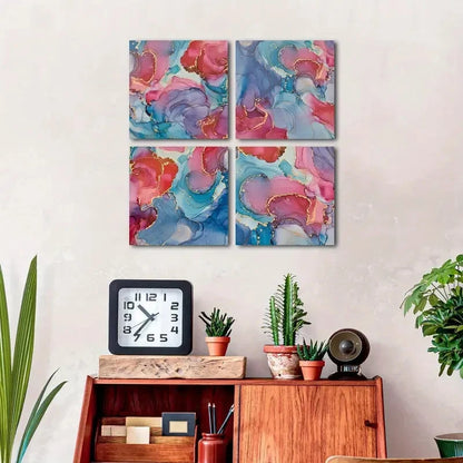 4pcs Abstract Watercolor  Wall Art Canvas Framed
