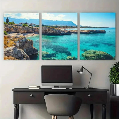 3pcs Cyprus Travel Nature Beauty Perfect Wall Art Canvas Framed 60x90cm
