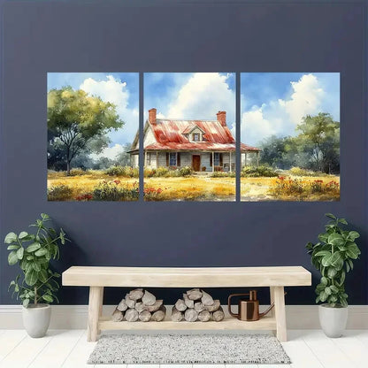 3pcs Vintage Rustic Farmhouse Metal Print Ready to Hang Art
