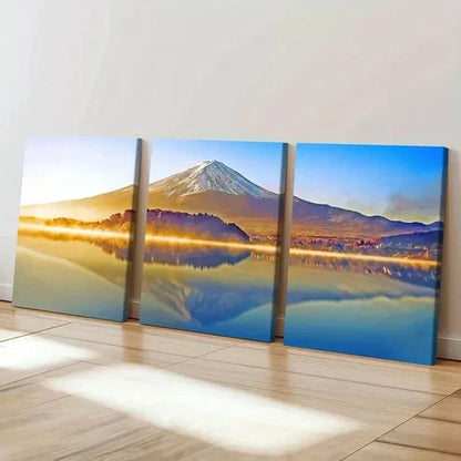 3pcs Natural Snow Mountain Lake Wall Art Set Canvas Unframed - High Quality Print 100% Australian Made Wall Canvas