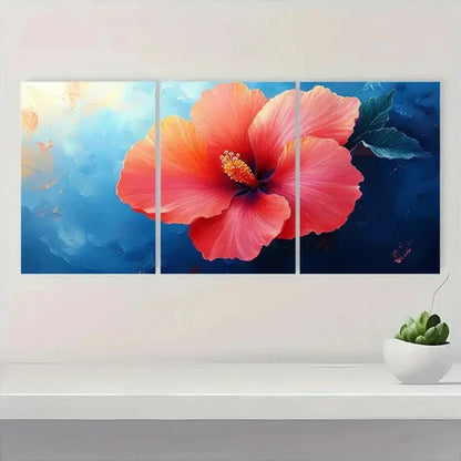 3pcs Vibrant Hibiscus Flower VH Wall Art Set Canvas Unframed - High Quality Print 100% Australian Made Wall Canvas