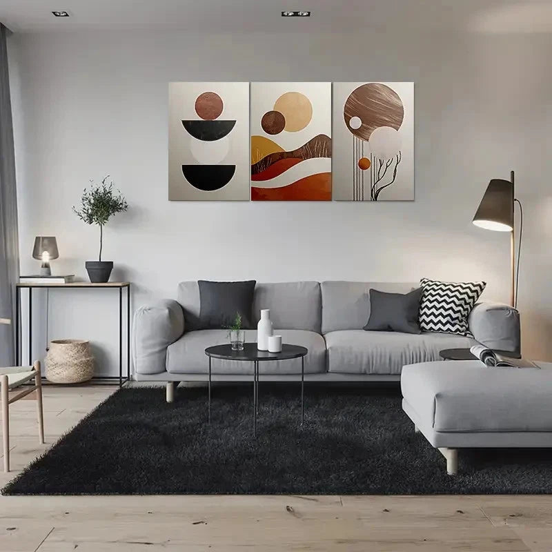 3pcs Modern Geometric Painting Patterns Metal Print Ready to Hang Art