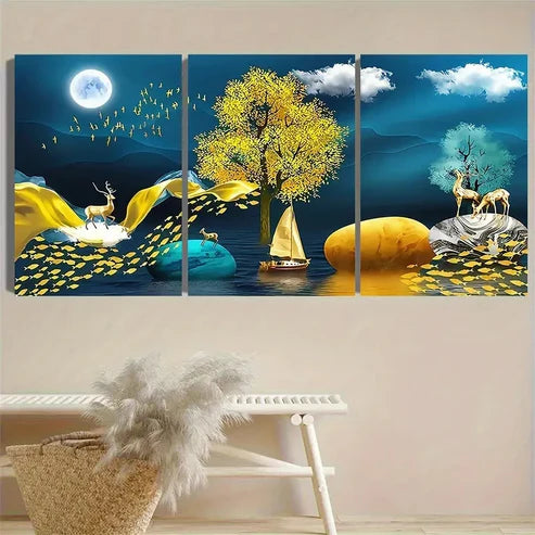 3pcs Surreal Moonlit Wall Art Canvas Unframed - High Quality Print 100% Australian Made Wall Canvas