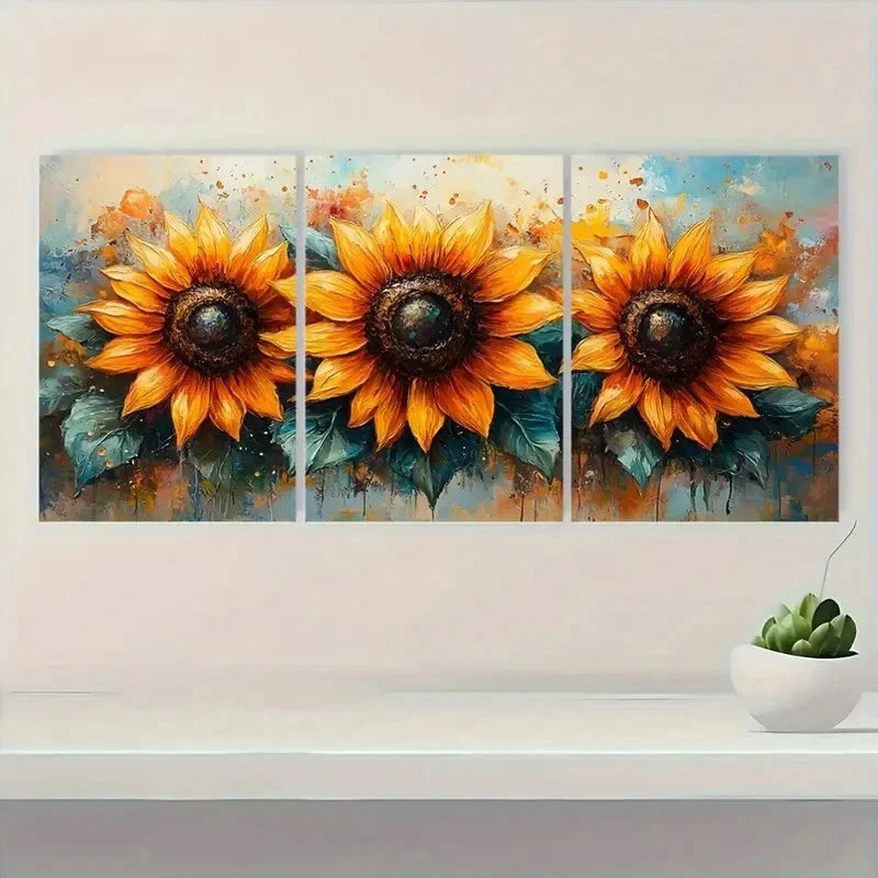 3pcs Vibrant Botanical Floral Design Perfect Wall Art Set Canvas Framed 40x60cm - High Quality Print 100% Australian Made Wall Canvas Ready to Hang
