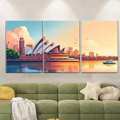 3pcs Sydney Travel Metal Print Ready to Hang Art