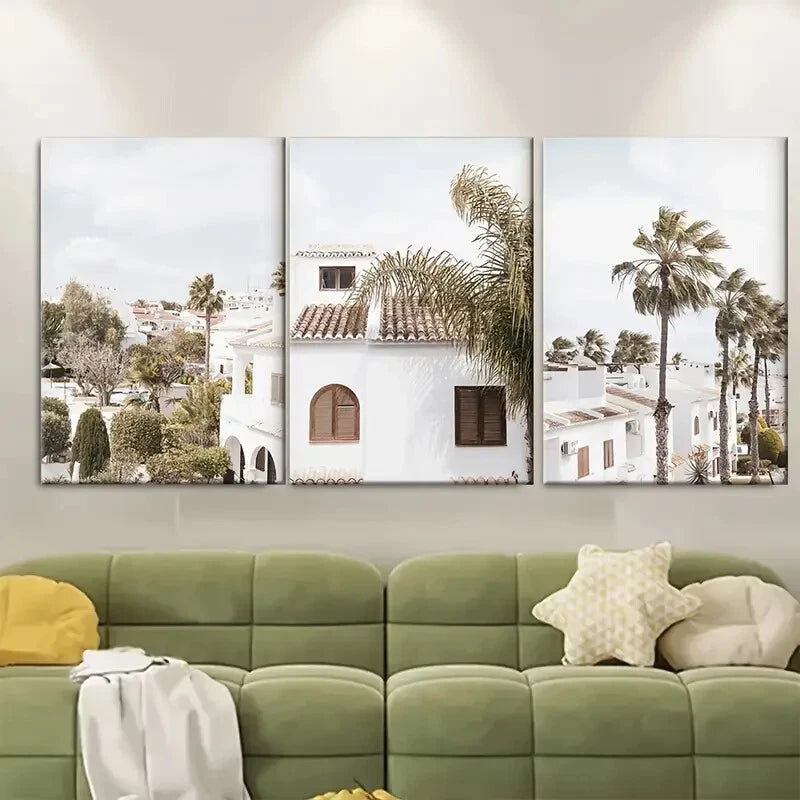 3pcs Modern Minimalist Boho Spain City Metal Print Ready to Hang Art