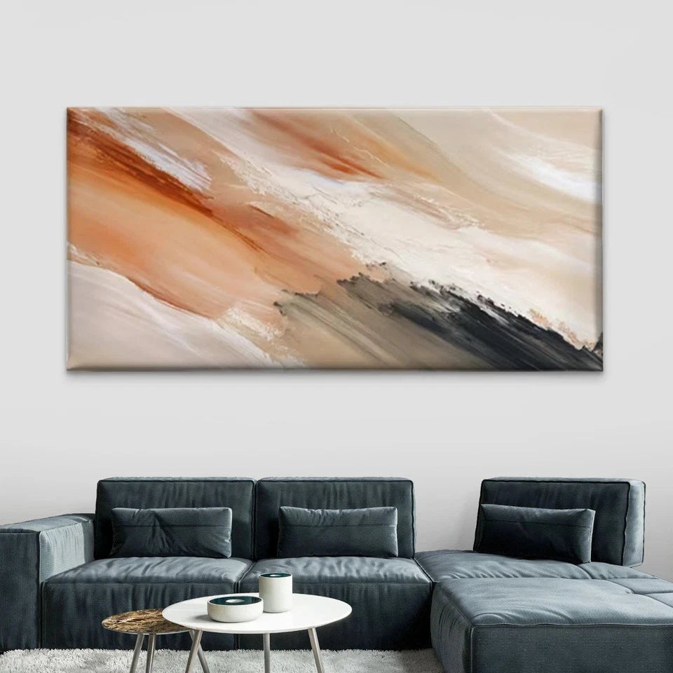 Abstract Earthy Tones Wall Art Canvas Office Home Room Framed 120x60cm