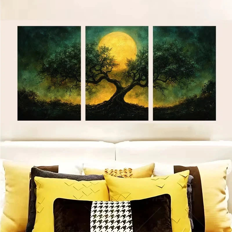 3pcs Celtic Tree of Life Wall Art Set Canvas Framed 50x70cm - High Quality Print 100% Australian Made Wall Canvas Ready to Hang