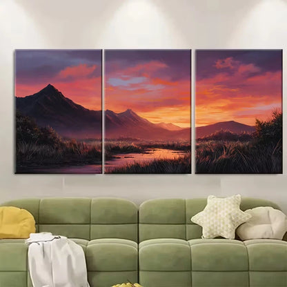 3pcs Landscape print Sunrise art Metal Print Ready to Hang Art