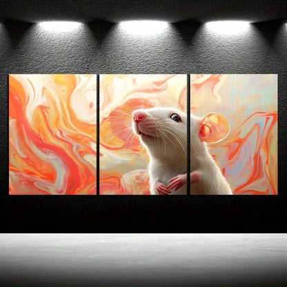3pcs Flexible Mouse Animal Themed Metal Print Ready to Hang Art