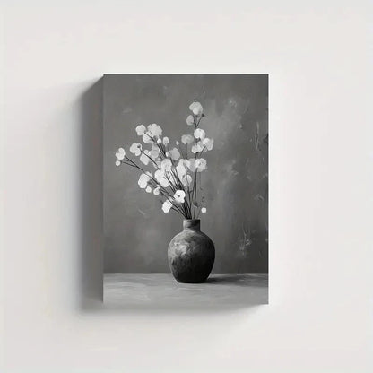 Black & White Floral Arrangement Painting 40x60cm Metal Print Ready to Hang
