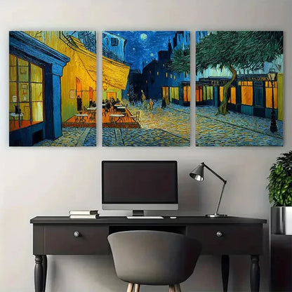 3pcs A Vincent Van Gogh Street Inspired Wall Art Canvas Unframed - High Quality Print 100% Australian Made Wall Canvas