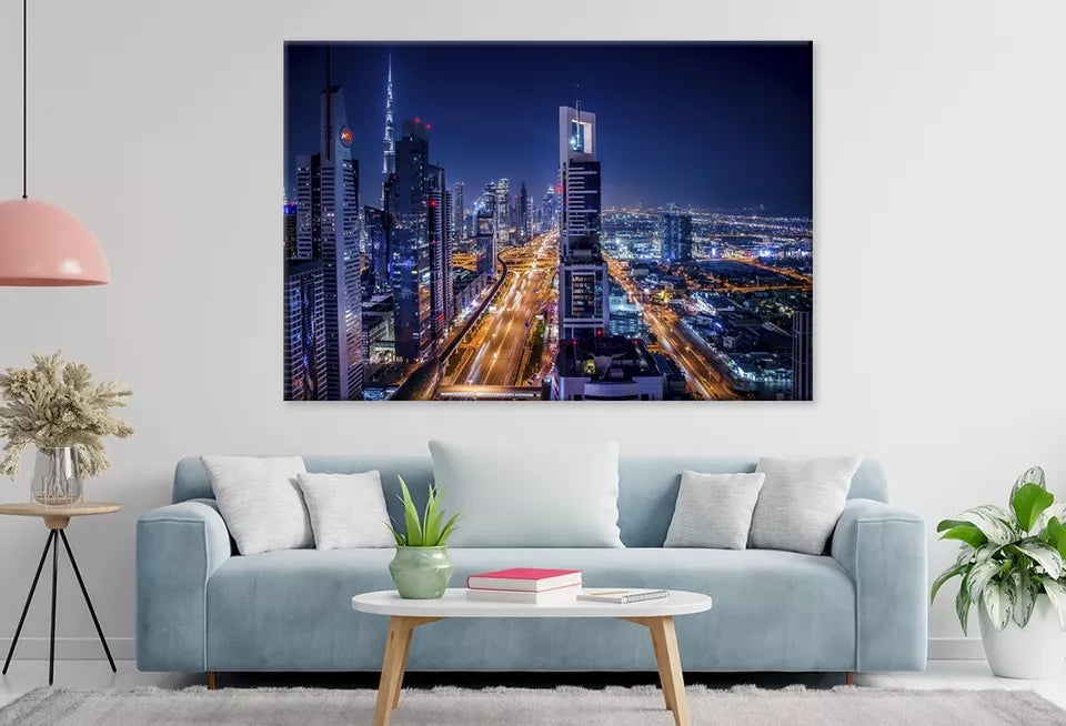 Vibrant Night City Lights Wall Art Decor 100% Australian Made