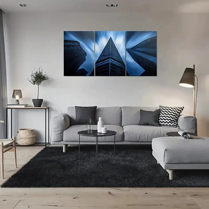 3pcs Abstract Cityscape Urban Building Metal Print Ready to Hang Art
