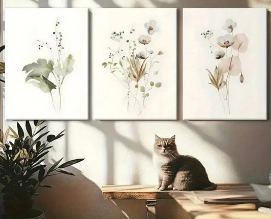 3pcs Retro Minimalist Style Decorative Paintings