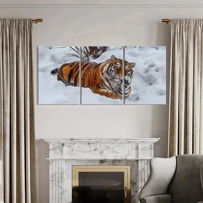 3pcs Snow Scene and Tiger Modern Decor Wall Art Set Canvas Framed 40x60cm - High Quality Print 100% Australian Made Wall Canvas Ready to Hang